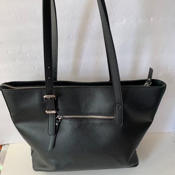 Westbronco Black Vegan Leather Purse Handbag Tote Adj Straps Structured - Picture 6 of 12